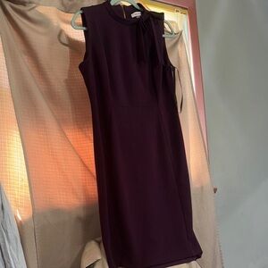 Calvin Klein Sleeveless Tie-Detail Midi Dress in Plum-M12
